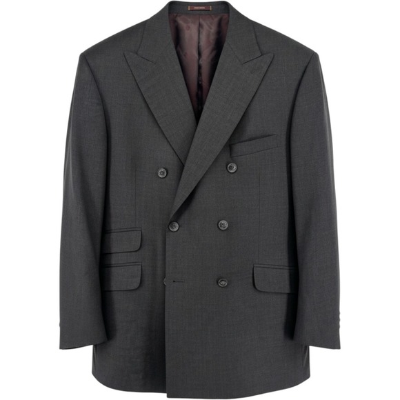 Peter Millar Other - Peter Millar Mens Double Breasted Blazer Charcoal Gray Wool Peak Lapel Jacket